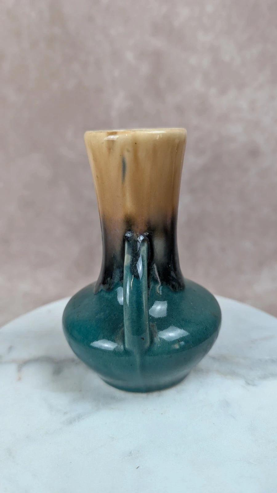 Petit vase vintage en céramique bicolore