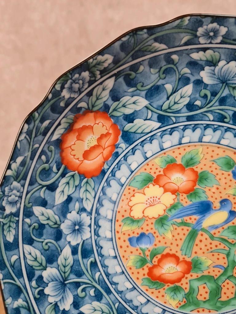 Petite assiette creuse chinoise décor floral et oiseau 🐦🌸