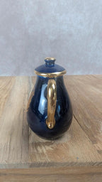 Petite théière miniature en porcelaine bleu cobalt & or – Limoges France