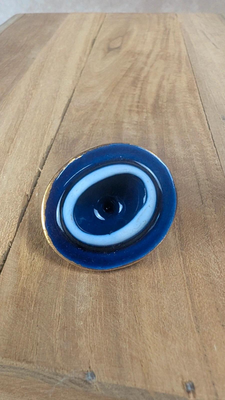 Petite théière miniature en porcelaine bleu cobalt & or – Limoges France