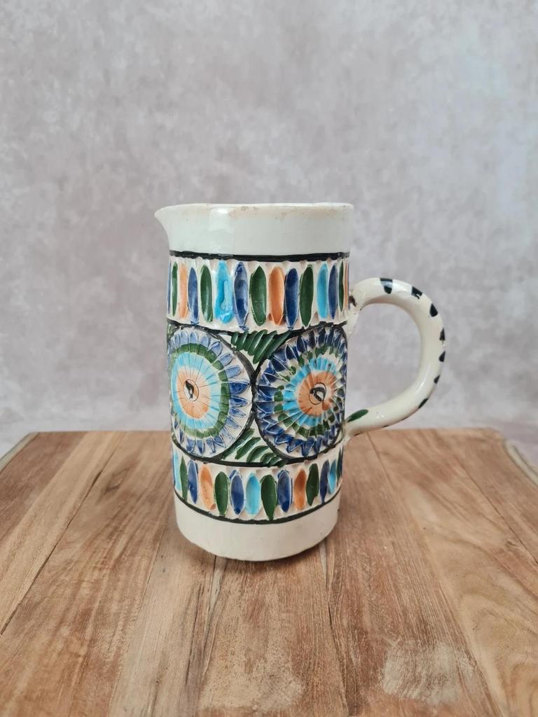 Pichet ancien en faïence tunisienne décor coloré 🌿