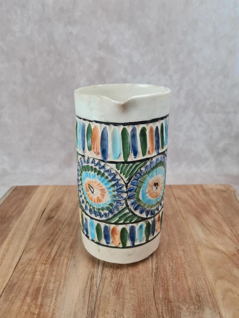 Pichet ancien en faïence tunisienne décor coloré 🌿