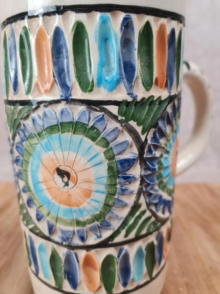 Pichet ancien en faïence tunisienne décor coloré 🌿