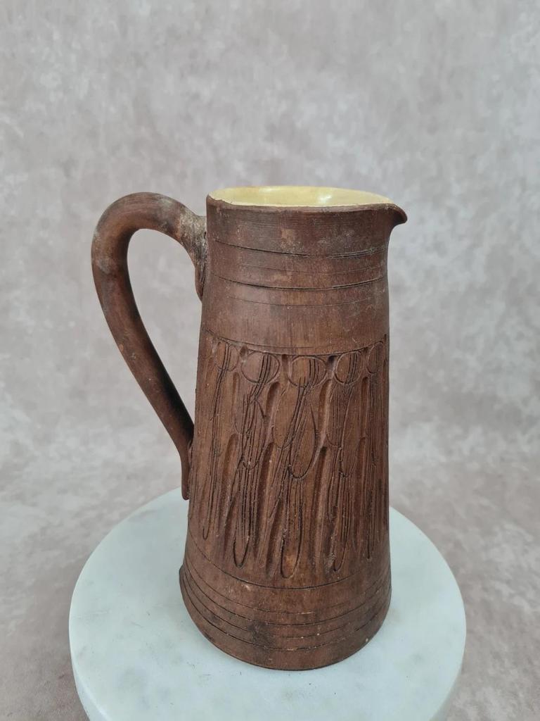 🏺 Pichet ancien en terre cuite émaillée – Italie 🇮🇹