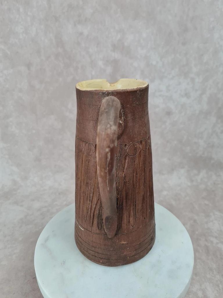 🏺 Pichet ancien en terre cuite émaillée – Italie 🇮🇹