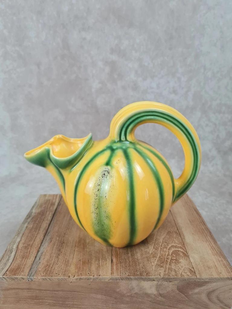 Pichet Longchamp France – Céramique jaune & vert – Vintage années 50/60