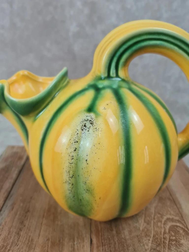 Pichet Longchamp France – Céramique jaune & vert – Vintage années 50/60