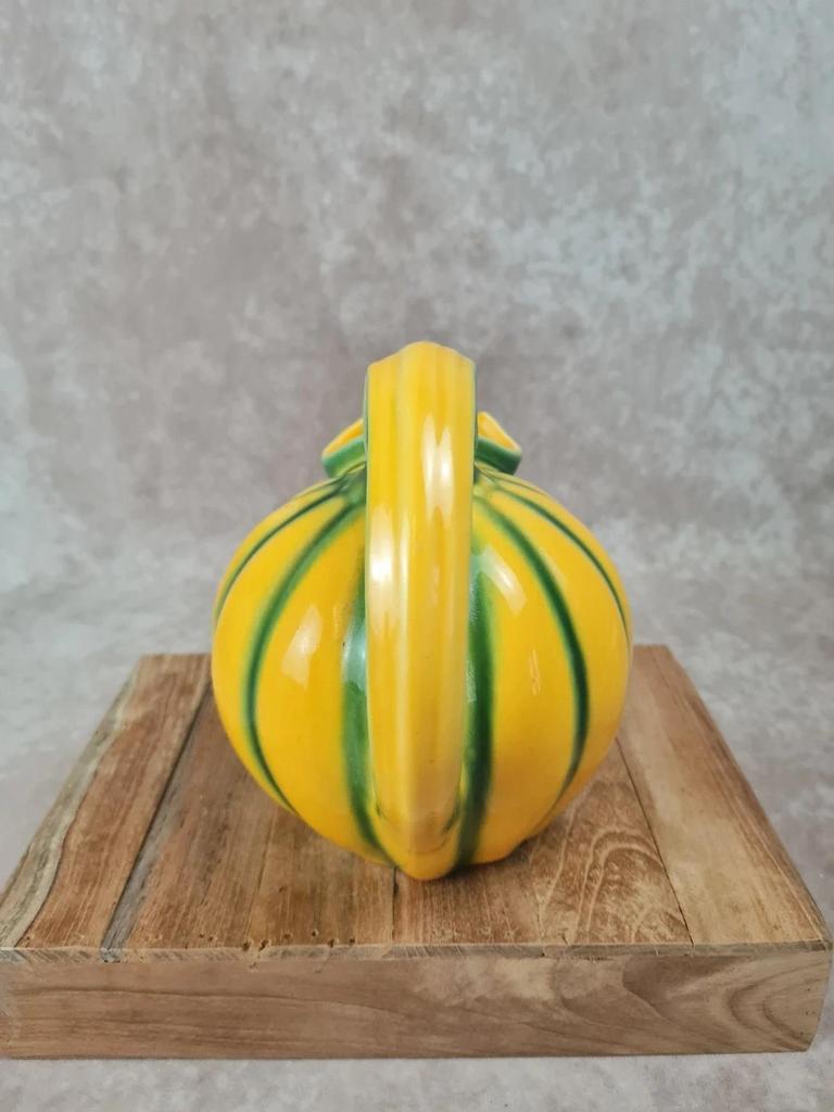 Pichet Longchamp France – Céramique jaune & vert – Vintage années 50/60