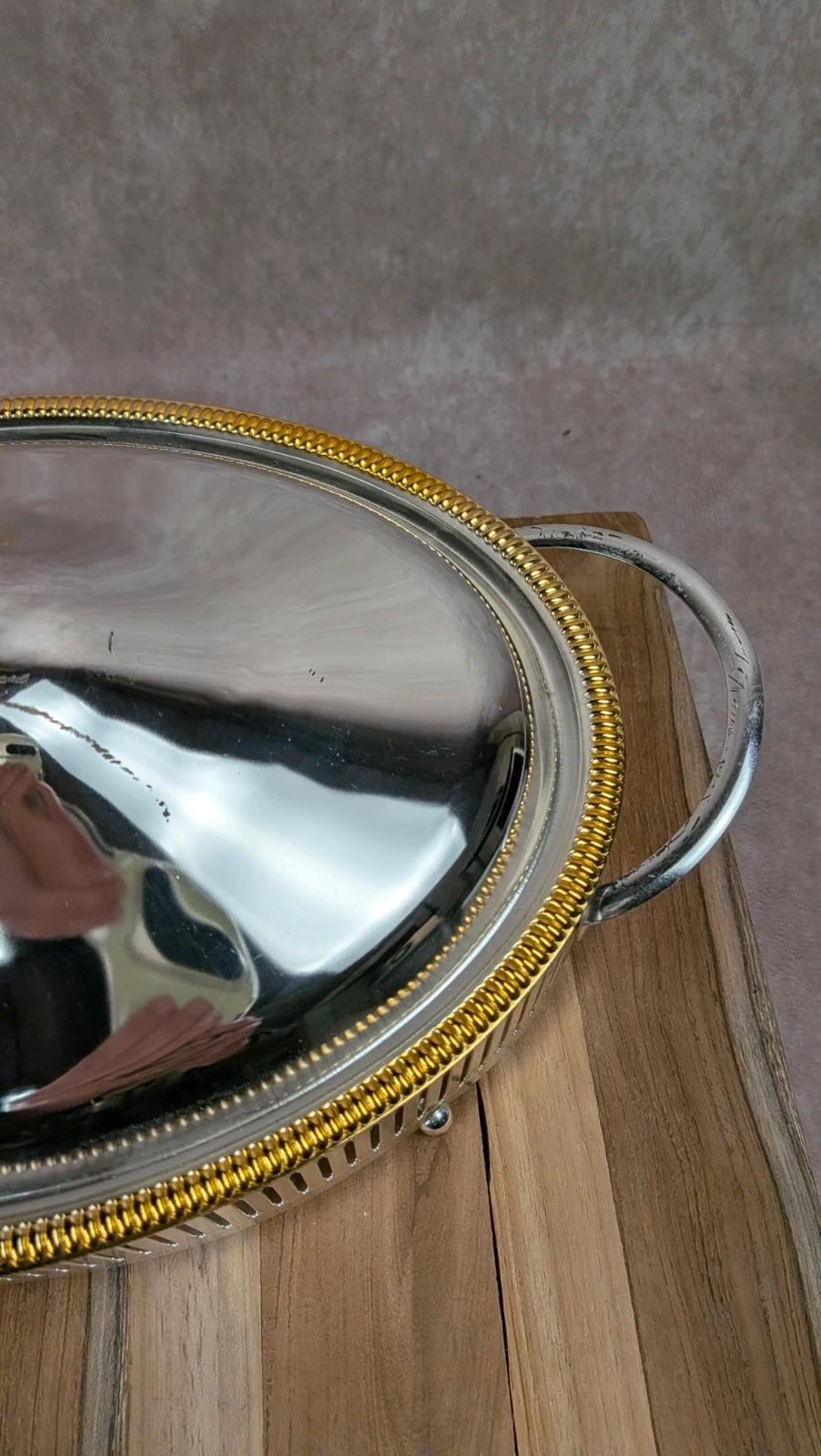 Plat de service vintage inox & verre Pyrex – esprit chauffe - plat / légumier