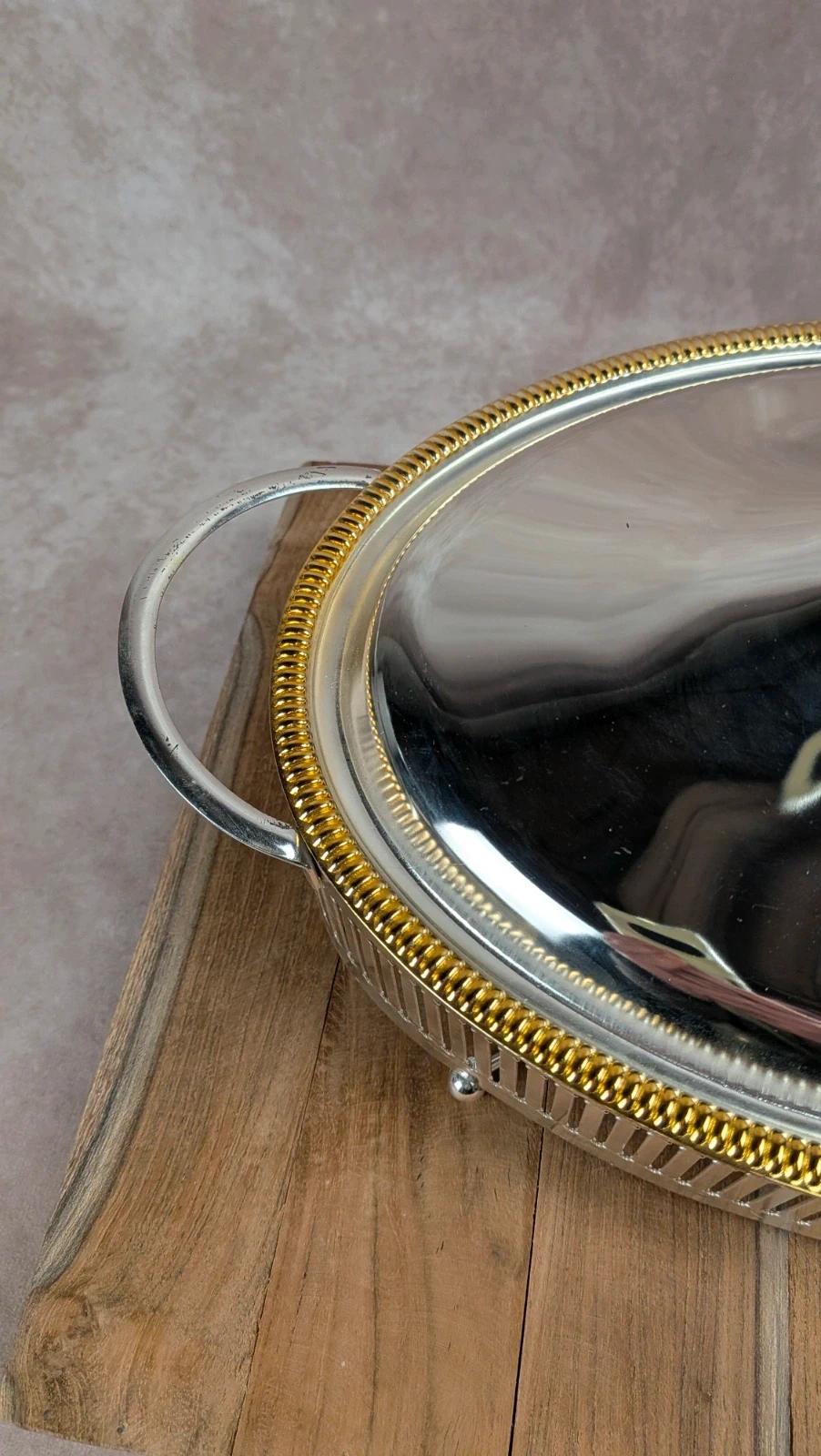 Plat de service vintage inox & verre Pyrex – esprit chauffe - plat / légumier