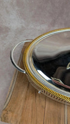 Plat de service vintage inox & verre Pyrex – esprit chauffe - plat / légumier