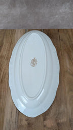 Plat ovale ancien Kg Lunéville – décor oiseau & fleurs dorées