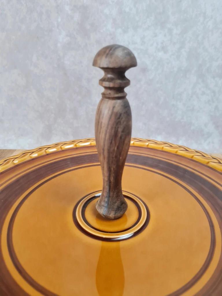 Plateau de service vintage avec manche en bois – numéroté 7532