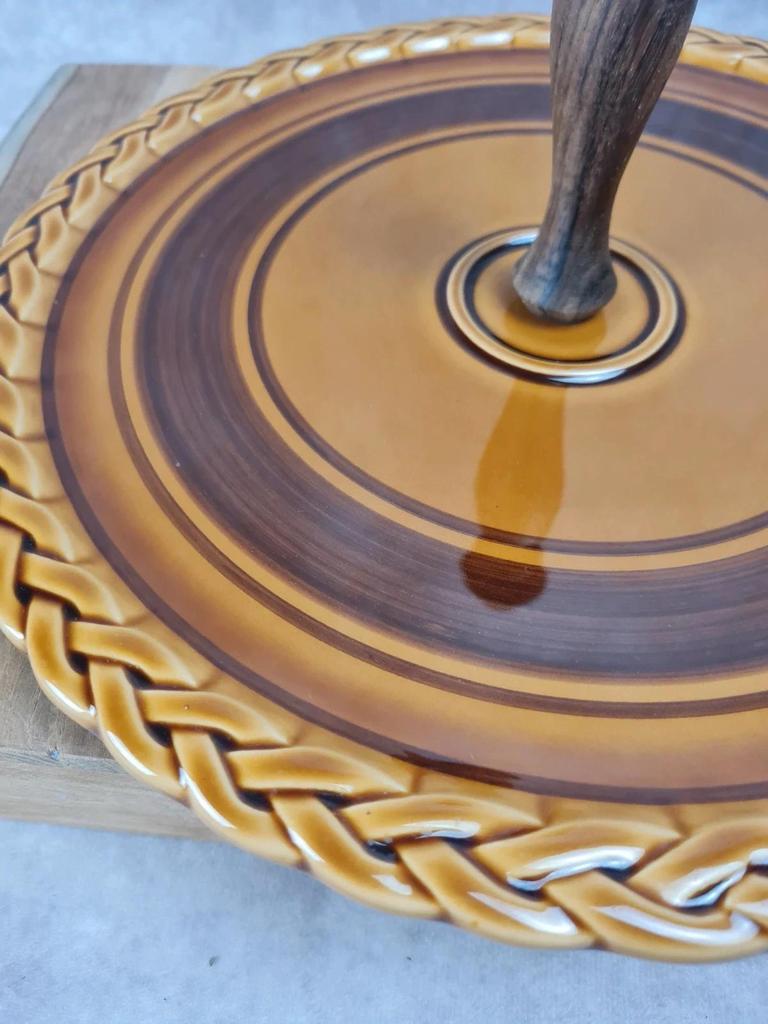 Plateau de service vintage avec manche en bois – numéroté 7532