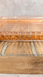 Plateau Portieux rose + 6 verres assortis