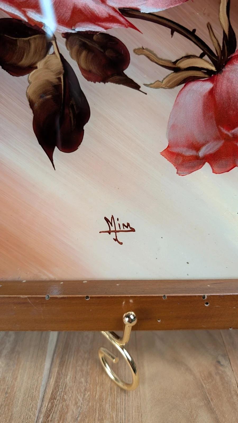 Plateau vintage peint main – signé Mim