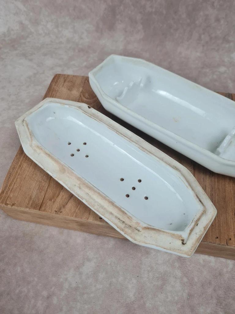 🪥 Porte - brosse à dents ancien en porcelaine blanche