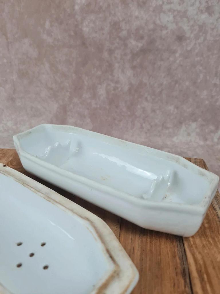 🪥 Porte - brosse à dents ancien en porcelaine blanche