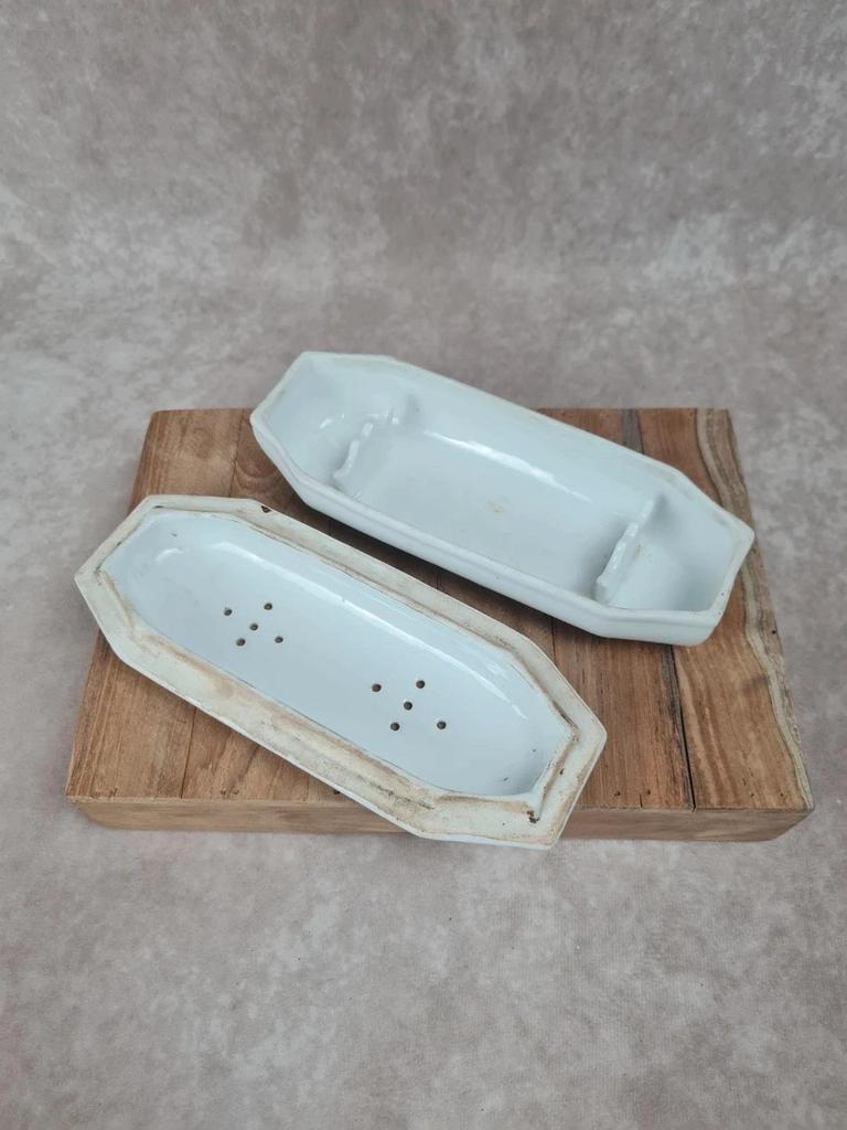 🪥 Porte - brosse à dents ancien en porcelaine blanche