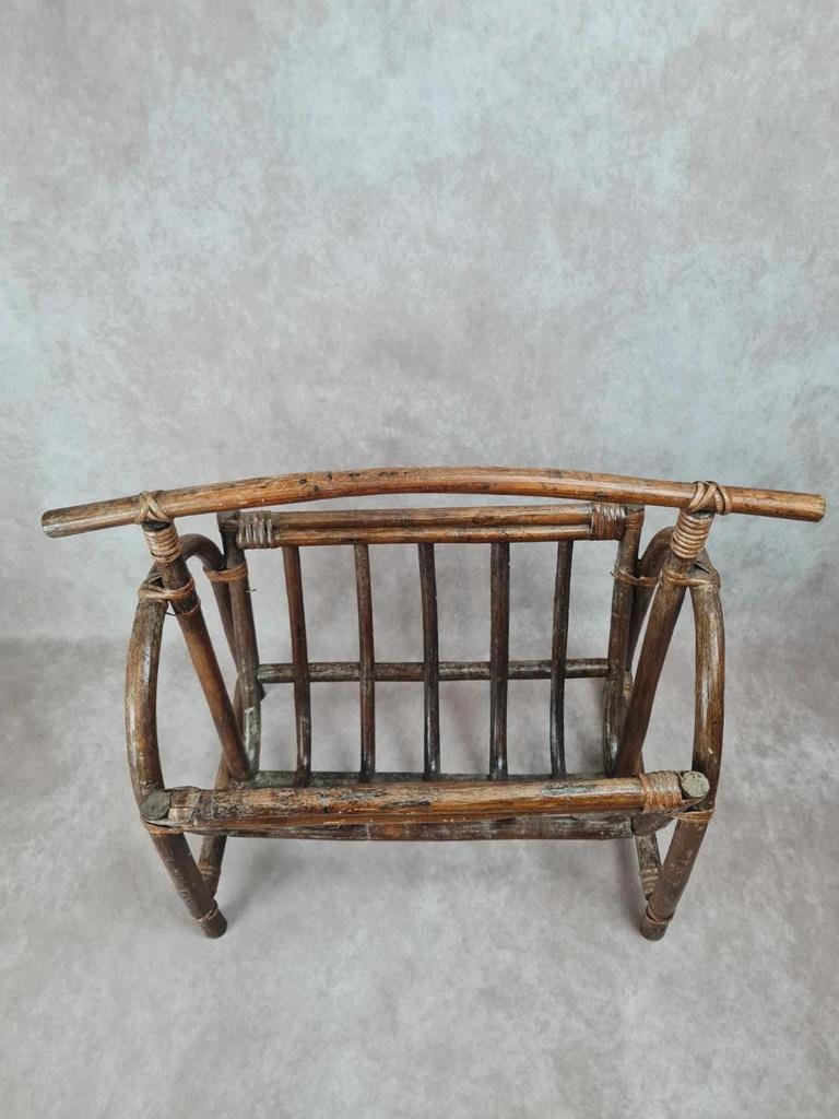 Porte - revues vintage en rotin bohème 📚🌿