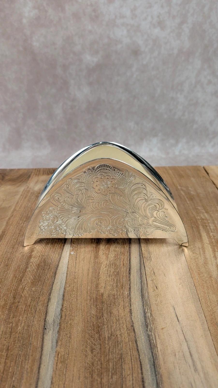 Porte - serviettes vintage Wmf – métal argenté gravé