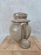 🏺 Pot en céramique vintage avec bouchon de liège et coupelle intégrée