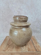 🏺 Pot en céramique vintage avec bouchon de liège et coupelle intégrée