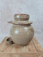 🏺 Pot en céramique vintage avec bouchon de liège et coupelle intégrée