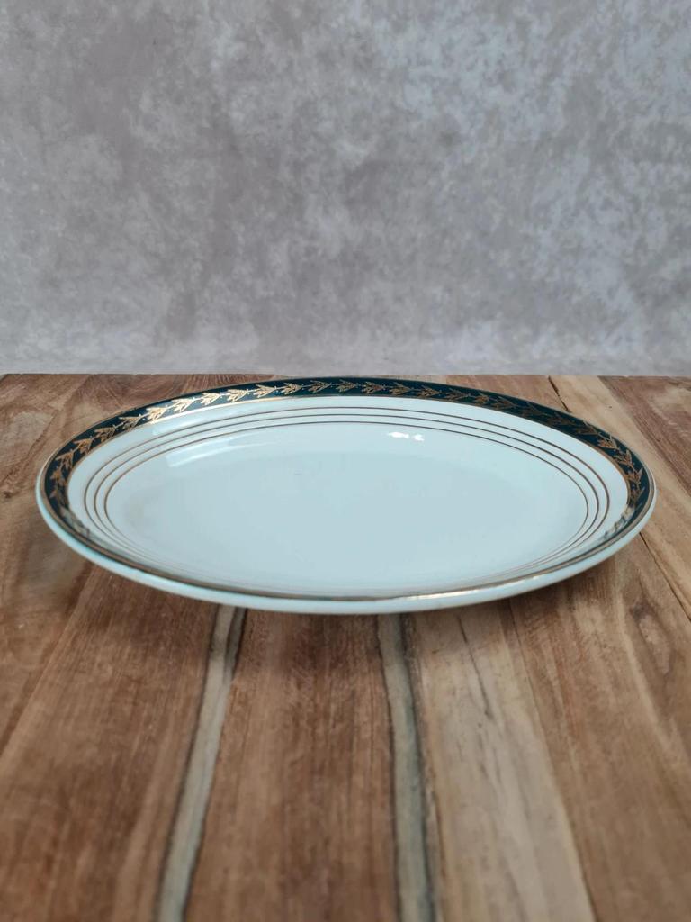 Ravier ovale Céranord Saint - amand vert & doré