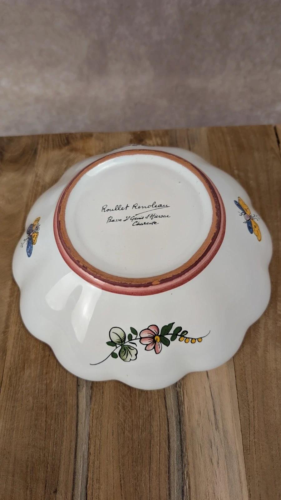 Ravissante coupe fleurie Roulllet Renoleau – faïence de Charente