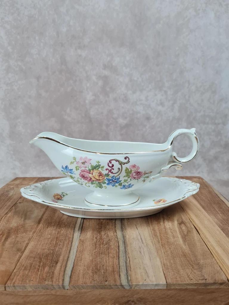 🌸 Saucière ancienne en faïence – Faïencerie de D’onnaing Nord, France