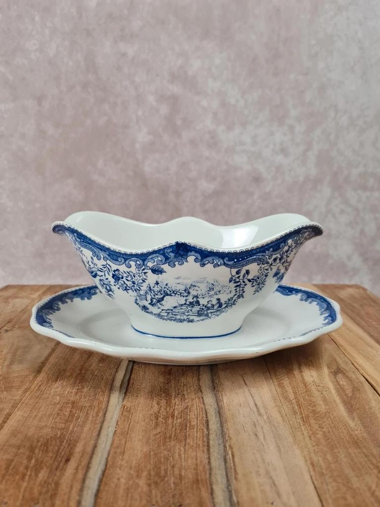 Saucière ancienne Kg Lunéville modèle Toile de Jouy 💙
