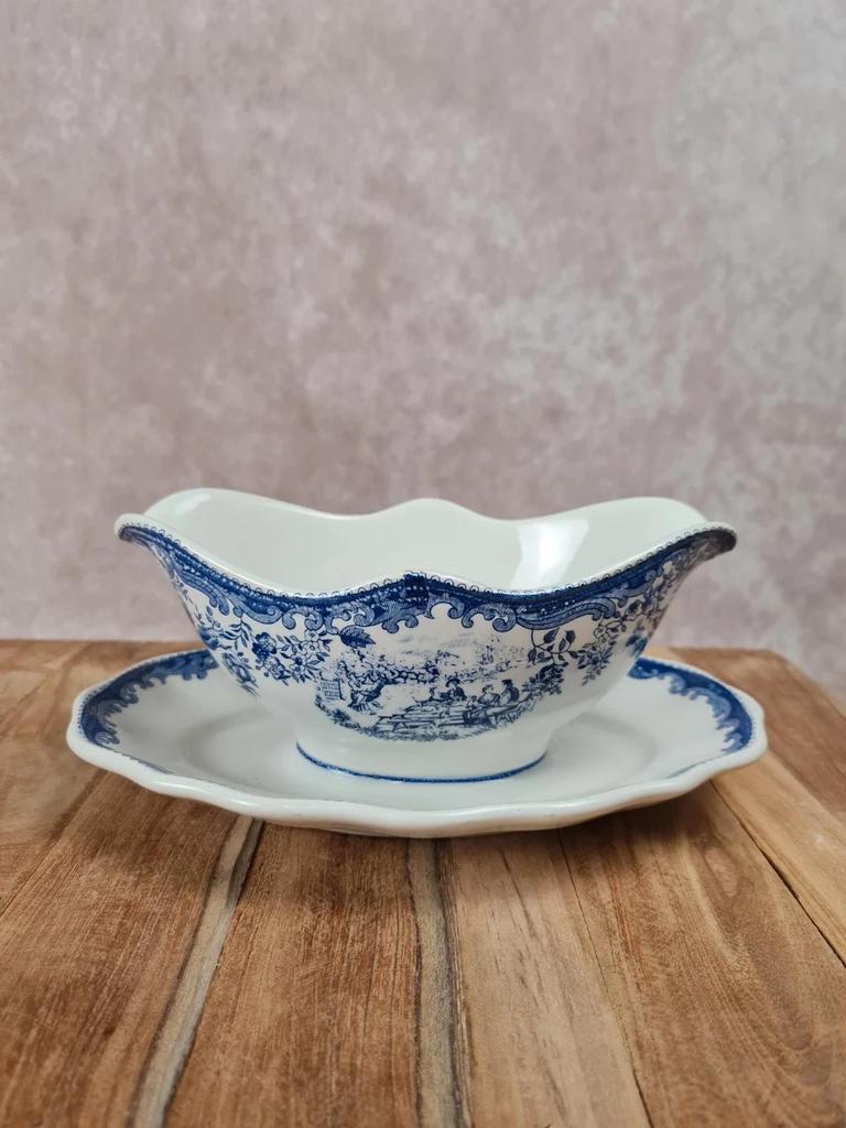Saucière ancienne Kg Lunéville modèle Toile de Jouy 💙