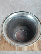 Seau à champagne ancien Produx Paris, métal argenté & cuivre – têtes de lion