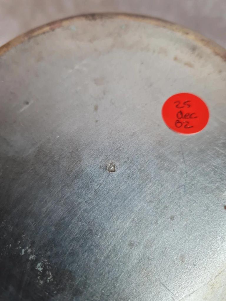 Seau à champagne ancien Produx Paris, métal argenté & cuivre – têtes de lion