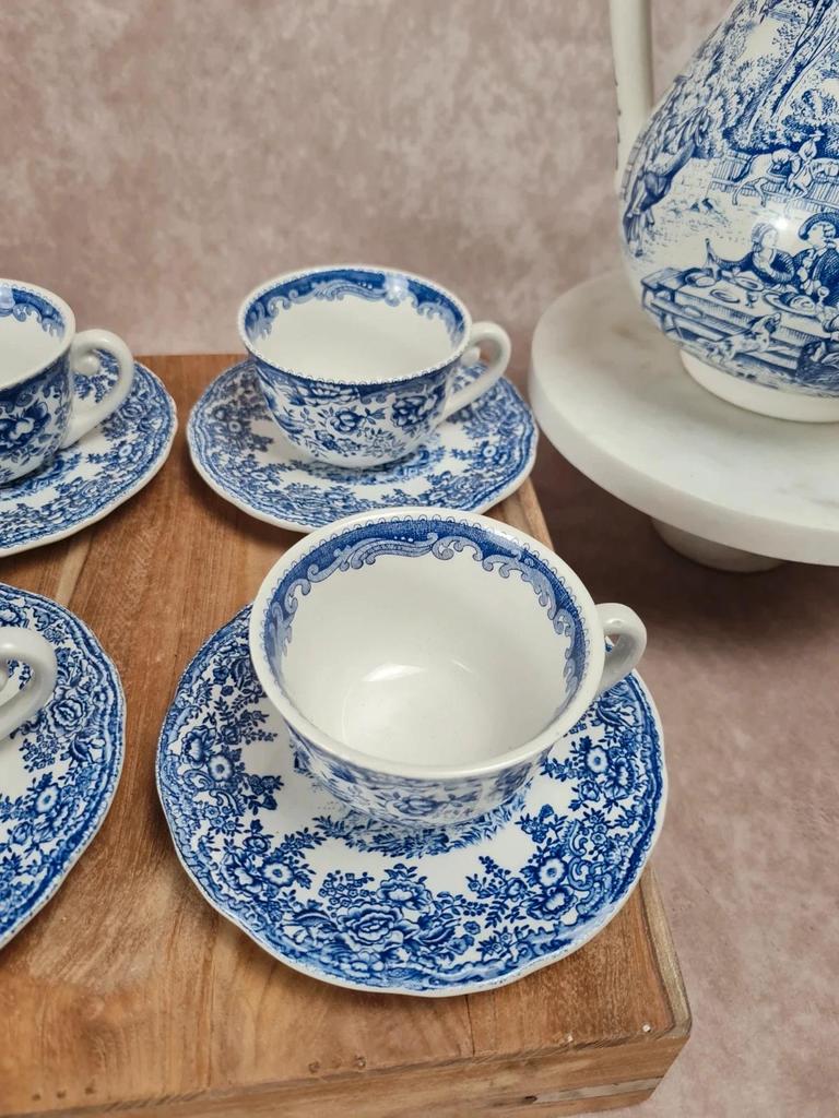 Service à café Kg Lunéville, modèle « Toile de Jouy » Grand Feu