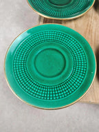 Service à café / thé Saint - clément modèle 4044 vert émaillé doré – Art déco