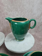 Service à café / thé Saint - clément modèle 4044 vert émaillé doré – Art déco