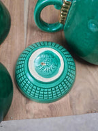 Service à café / thé Saint - clément modèle 4044 vert émaillé doré – Art déco