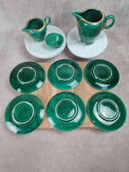 Service à café / thé Saint - clément modèle 4044 vert émaillé doré – Art déco