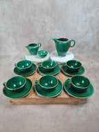 Service à café / thé Saint - clément modèle 4044 vert émaillé doré – Art déco