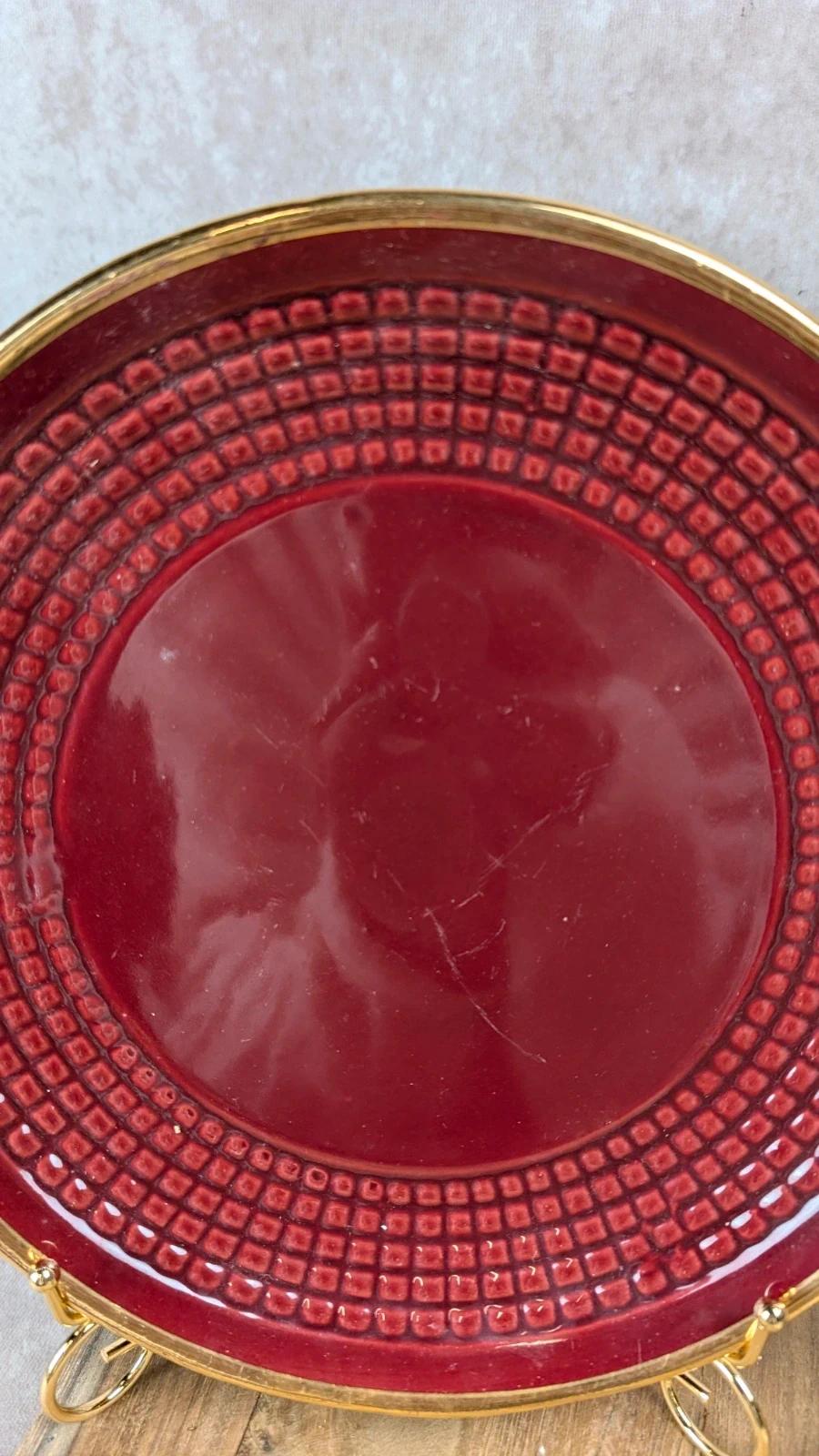 Service à dessert bordeaux et or attribué à Saint - clément