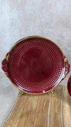 Service à dessert bordeaux et or attribué à Saint - clément