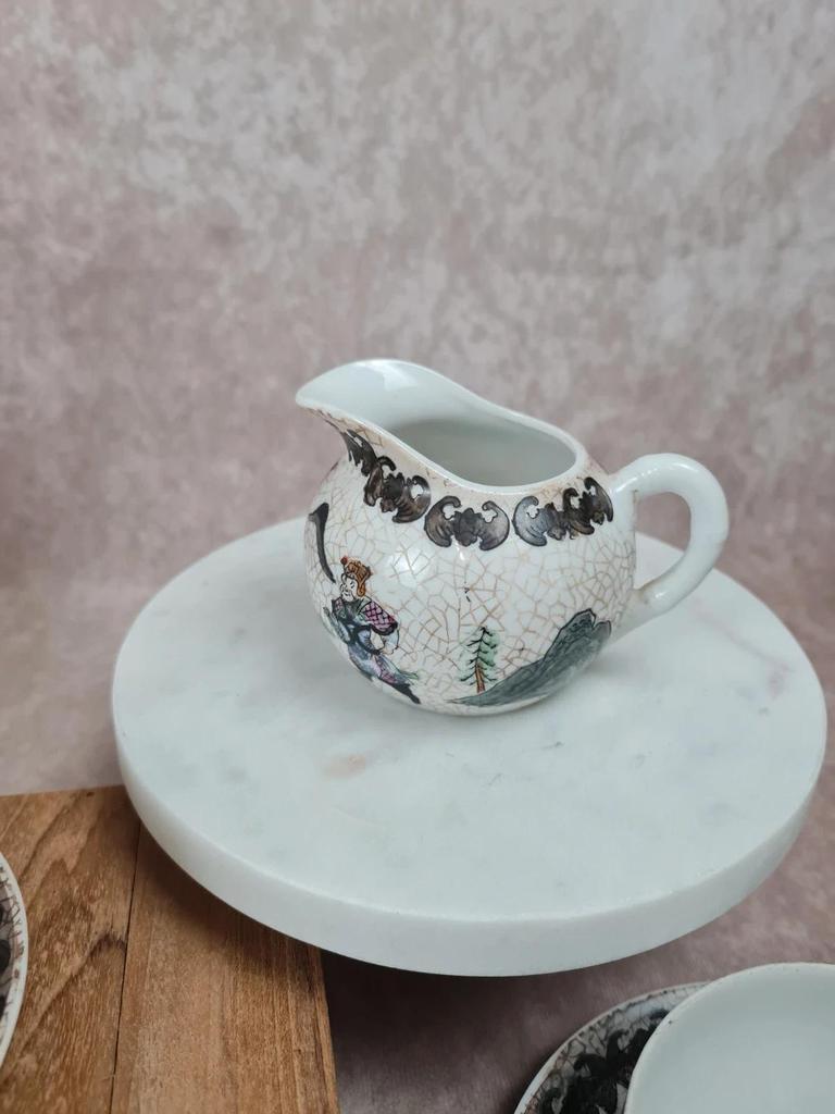Service à thé chinois ancien lithophanie Qianlong 🎎 porcelaine d'œuf 14 pièces