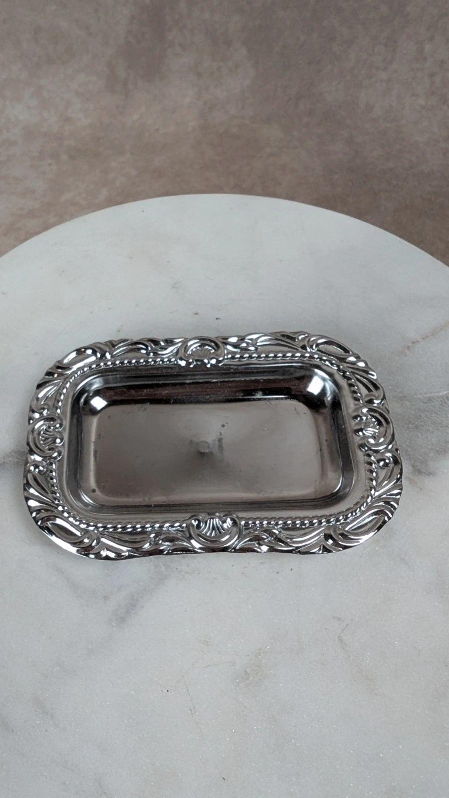 Set vintage salière & poivrière sur plateau argenté