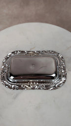 Set vintage salière & poivrière sur plateau argenté
