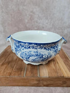 Soupière ancienne Lunéville Kg, modèle Toile de Jouy – décor bleu Grand Feu