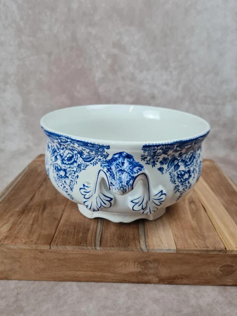 Soupière ancienne Lunéville Kg, modèle Toile de Jouy – décor bleu Grand Feu