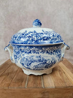 Soupière ancienne Lunéville Kg, modèle Toile de Jouy – décor bleu Grand Feu