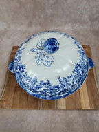 Soupière ancienne Lunéville Kg, modèle Toile de Jouy – décor bleu Grand Feu